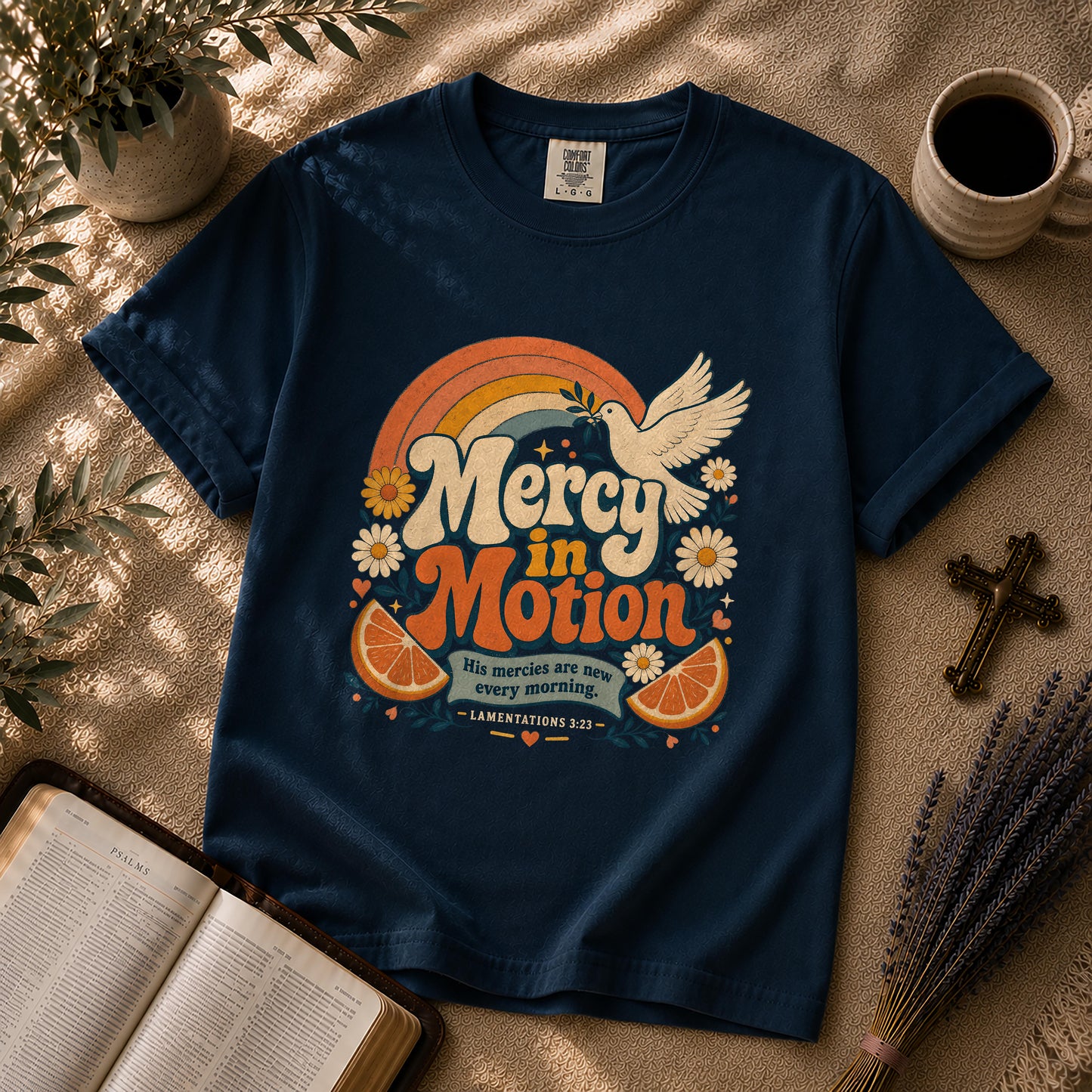 Mercy in Motion – 70s Retro Christian Tee