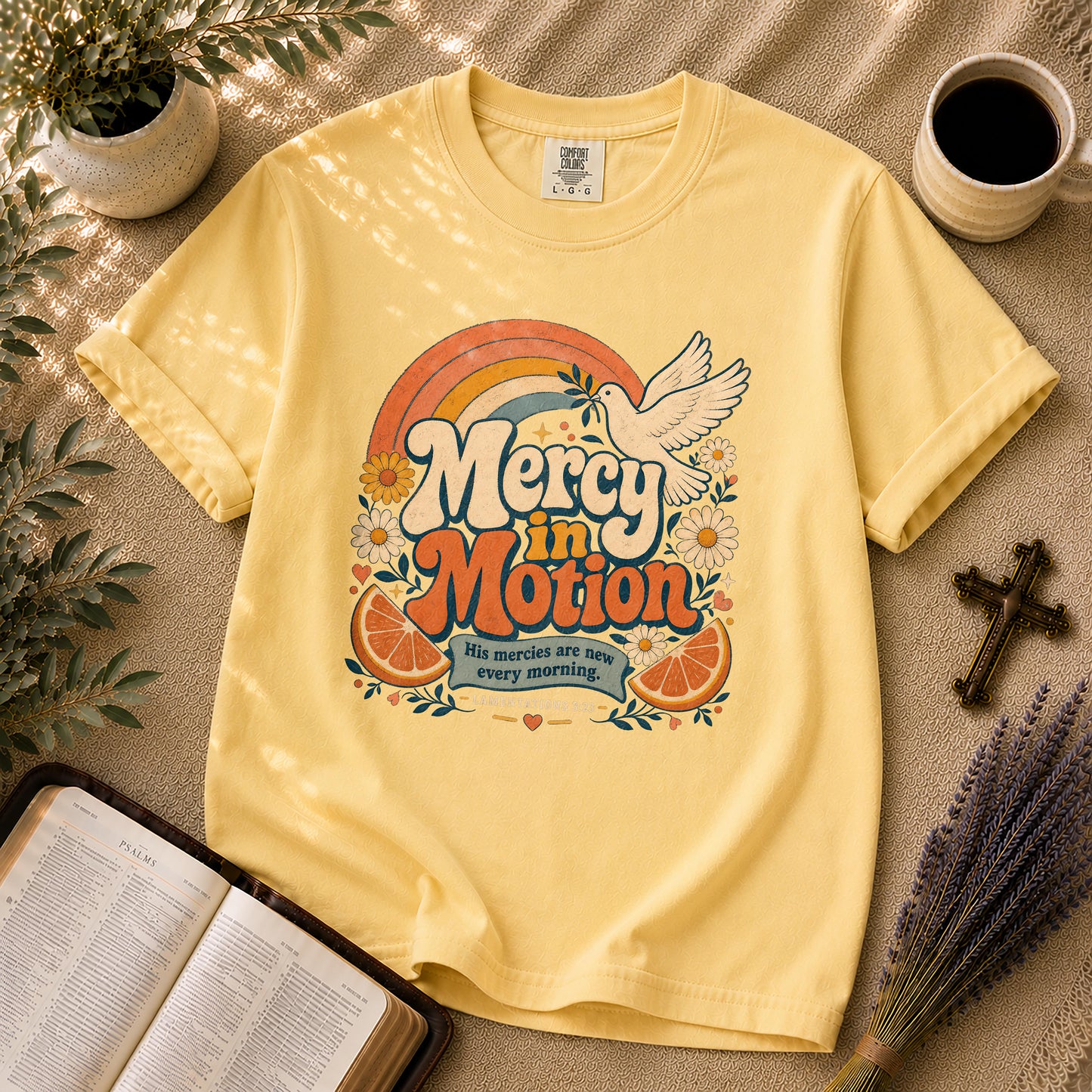 Mercy in Motion – 70s Retro Christian Tee
