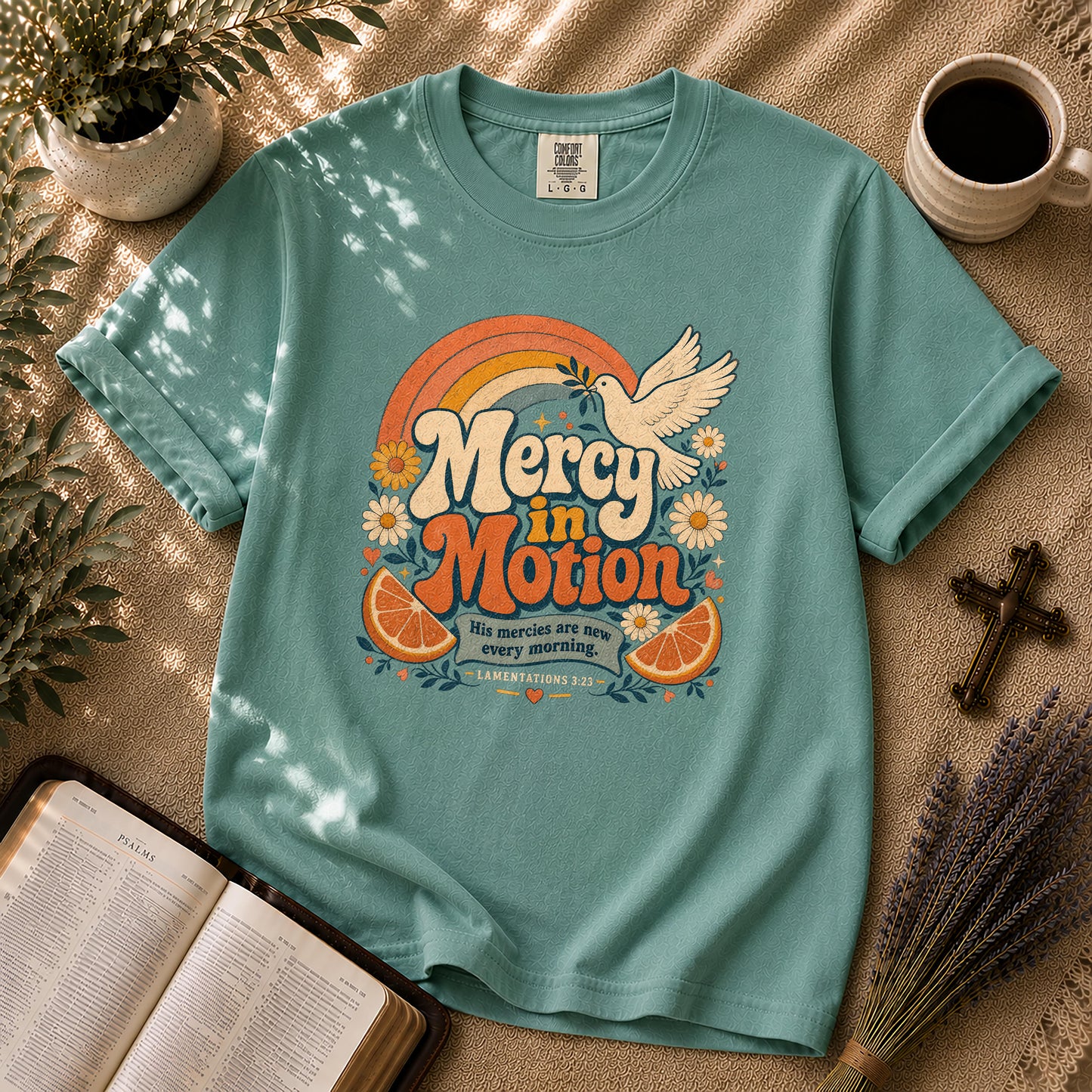 Mercy in Motion – 70s Retro Christian Tee