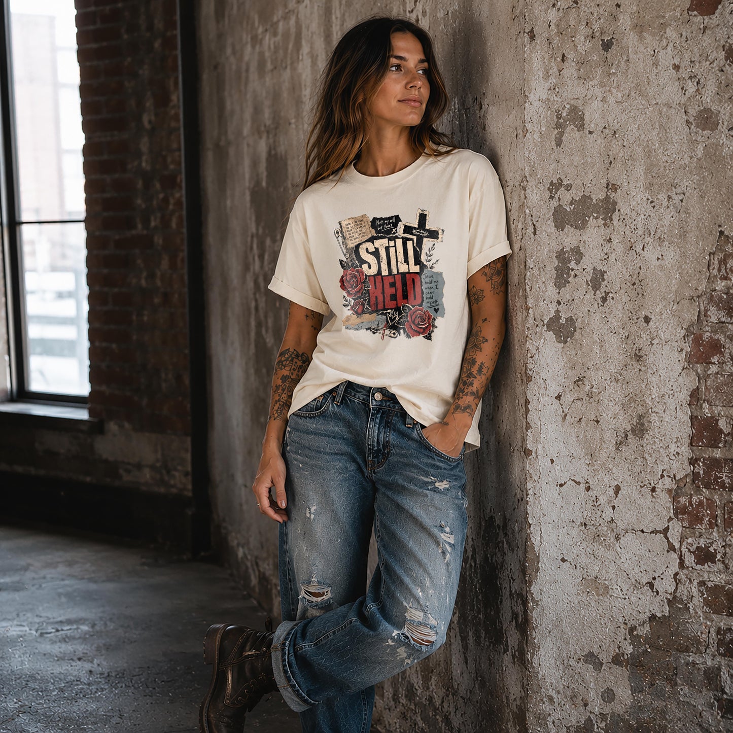 Still Held – Grunge Christian Women's Tee